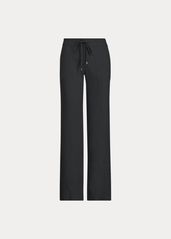 Pantalones Ralph Lauren Mujer Negros - Linen Wide-Leg - HPZWO6398